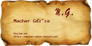 Macher Géza névjegykártya