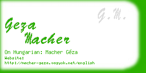 geza macher business card
