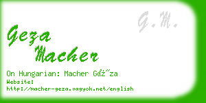 geza macher business card